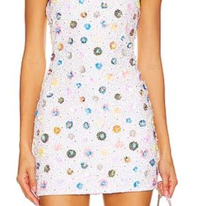 Embellished White Mini Dress